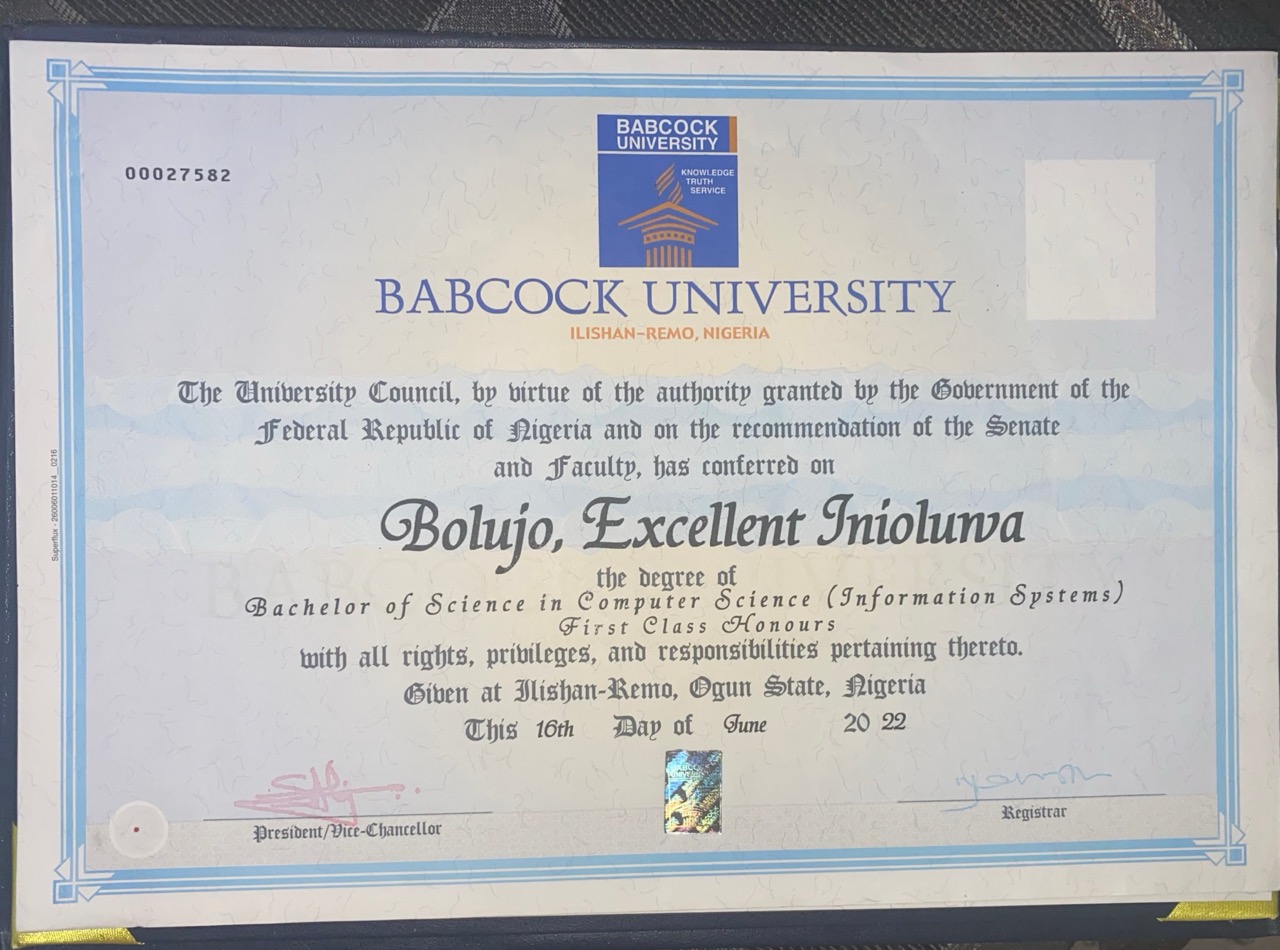 Best Graduating Student Babcock University