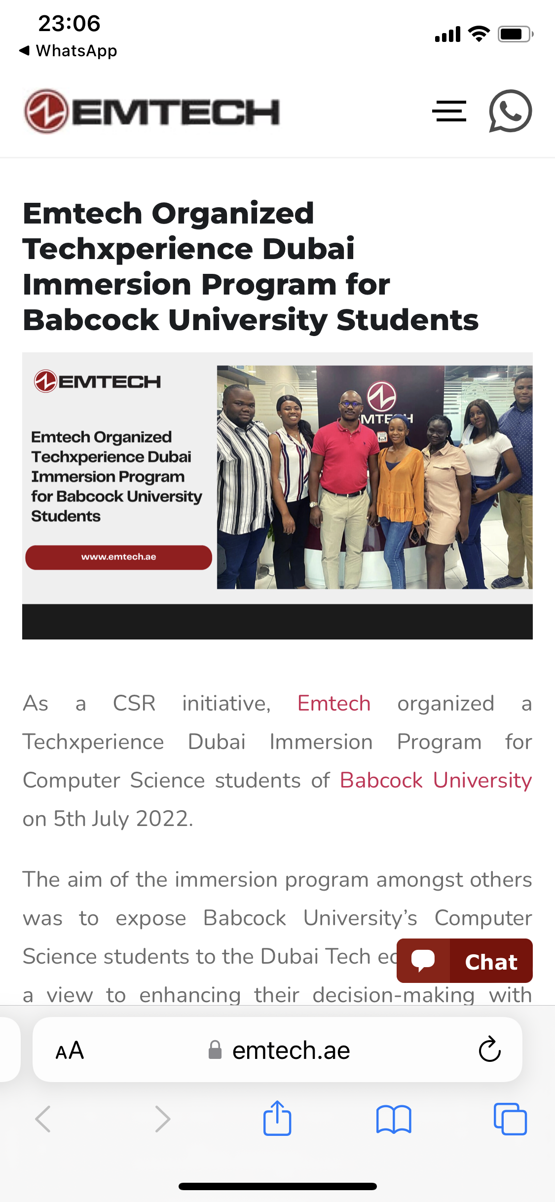 Visit to EMTECH